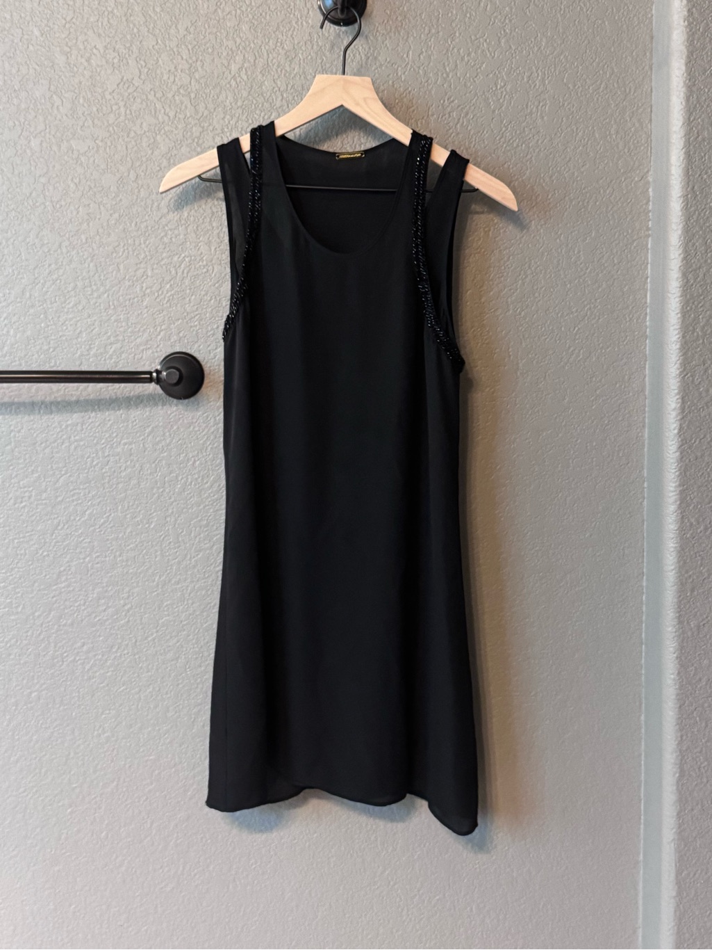 Rebecca Minkoff Keri Silk Black Dress With Bead Trim